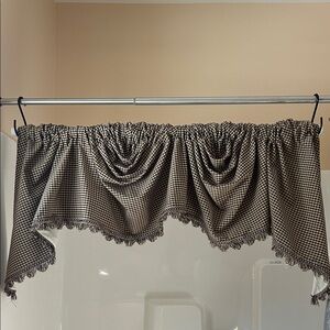 Gorgeous Well Made Checkered Valance Curtain with Lace Trim, premium fabric
